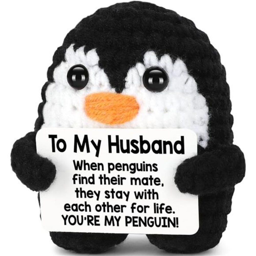 Valentine Gifts for Husband from Wife Birthday Handmade Crochet Penguin